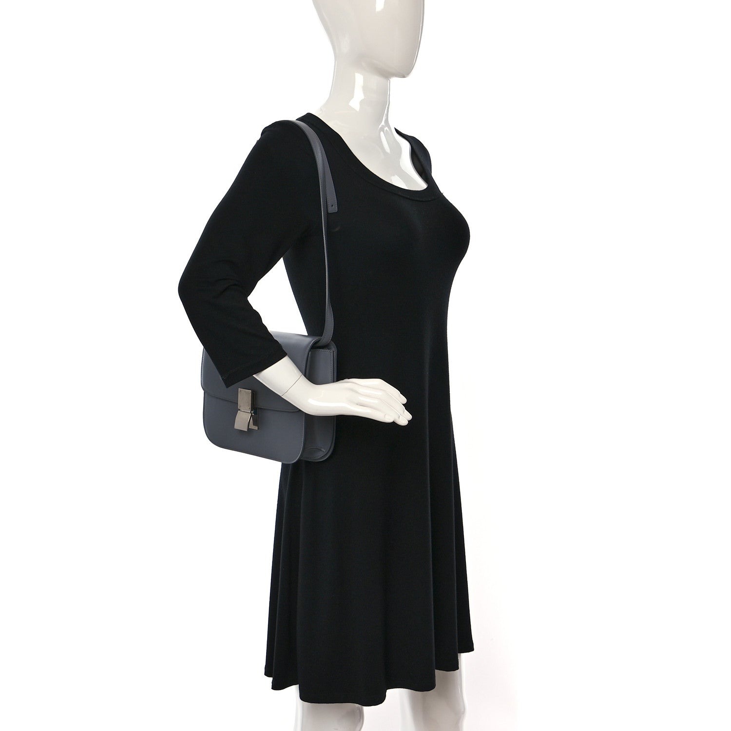 Celine Box Calfskin Medium Classic Box Flap Bag Zinc 2 of 14