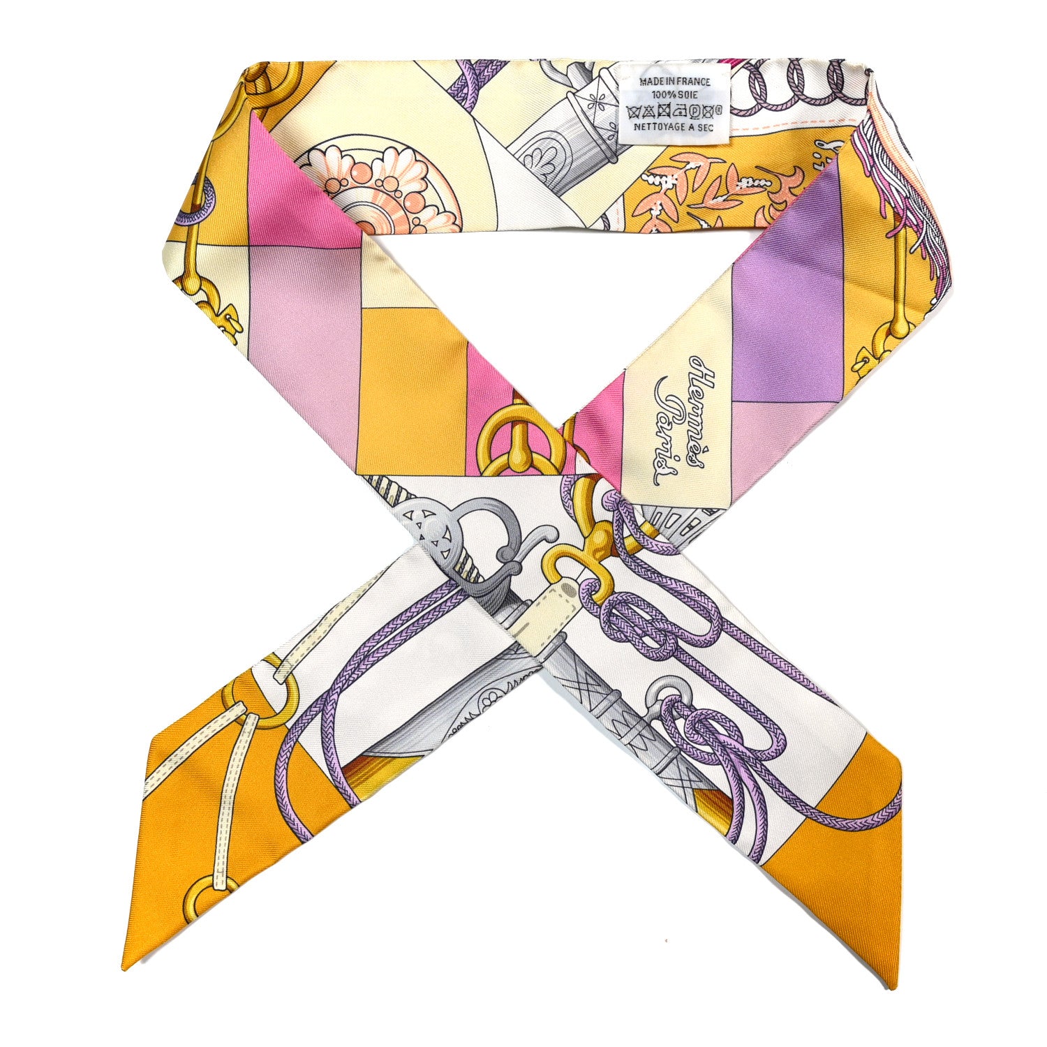 Hermes Silk Cliquetis Twilly Bouton D Or Mauve 1 of 7