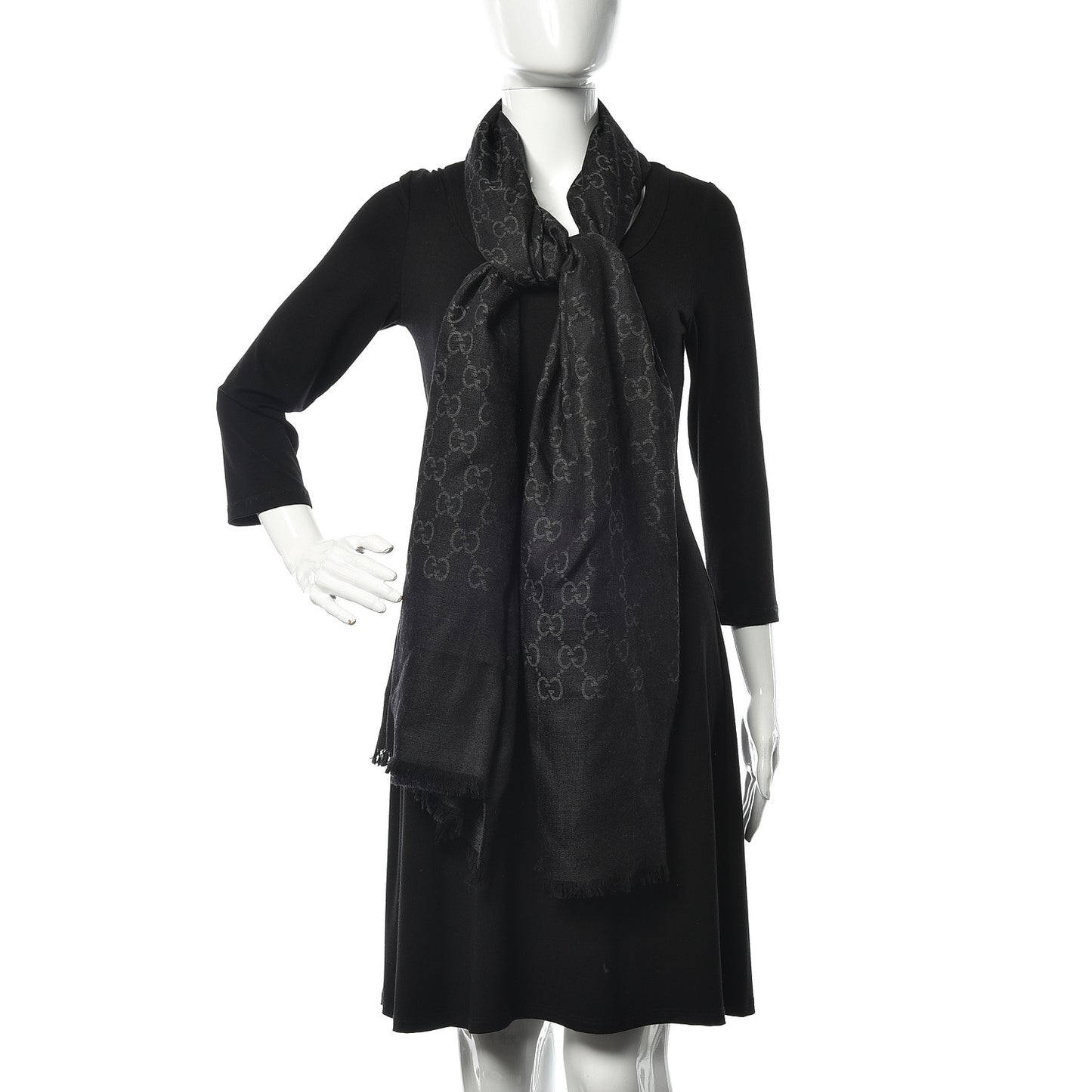 Wool Silk GG Monogram GGNat Scarf Anthracite