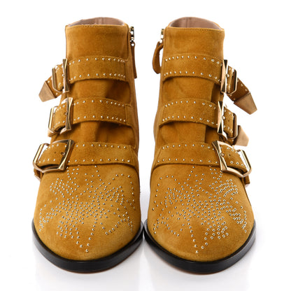 Chloe Suede Sheepskin Studded Susanna Ankle Boots 37 Luminous Ochre 2 of 10