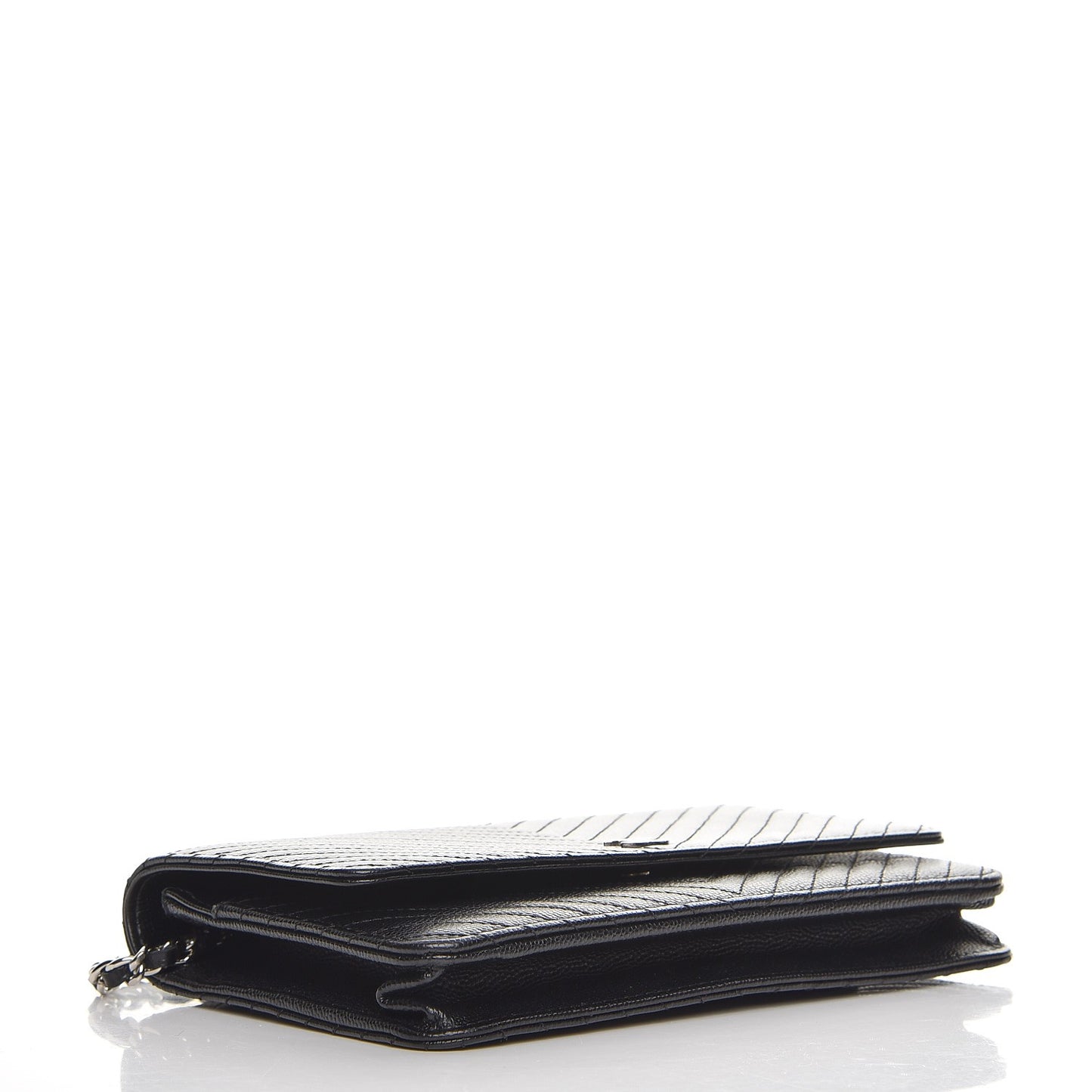 Caviar Chevron Quilted Wallet On Chain WOC Black