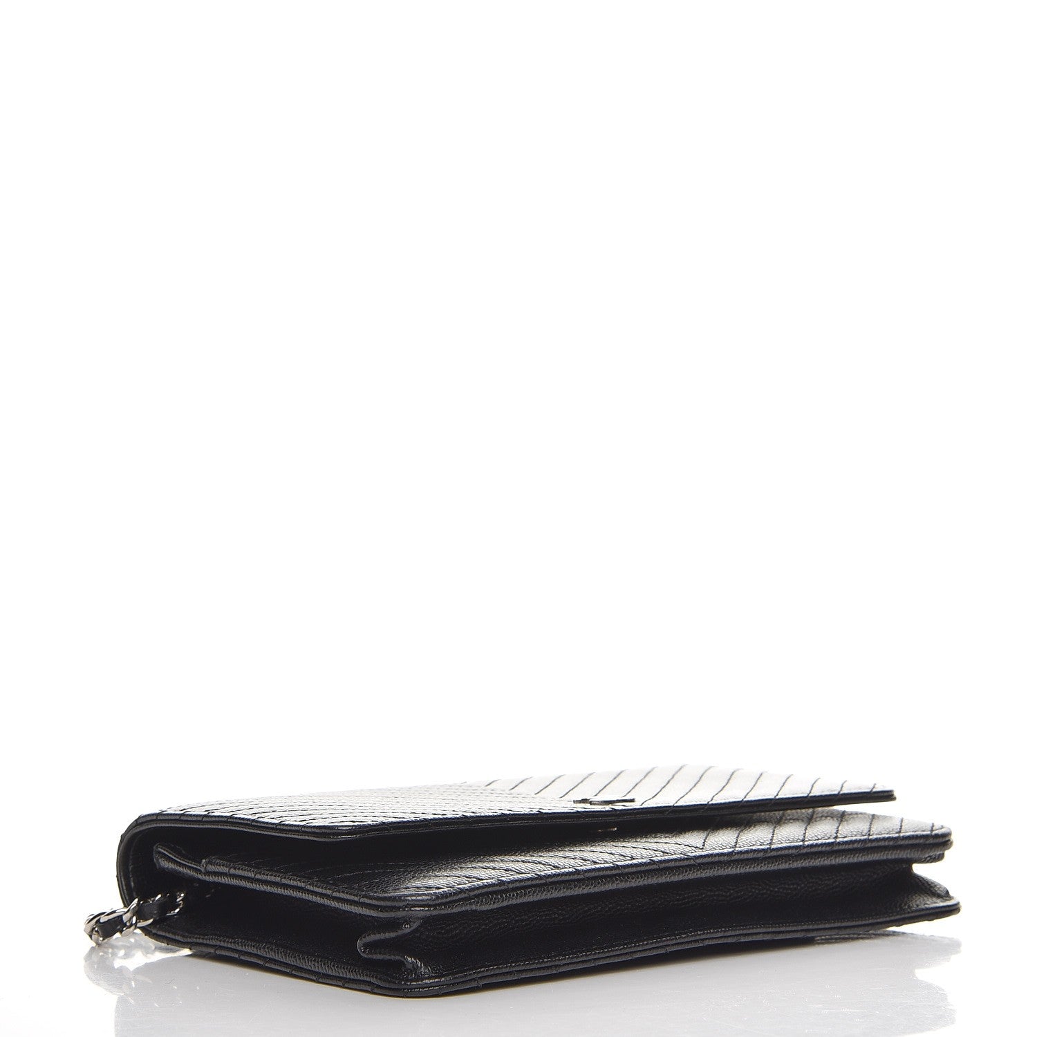 Chanel Caviar Chevron Quilted Wallet On Chain WOC Black 4 of 9