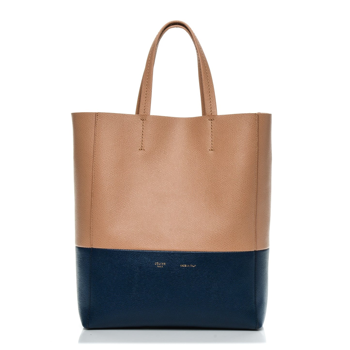 Grained Calfskin Small Vertical Bi-Cabas Nude Deepsea