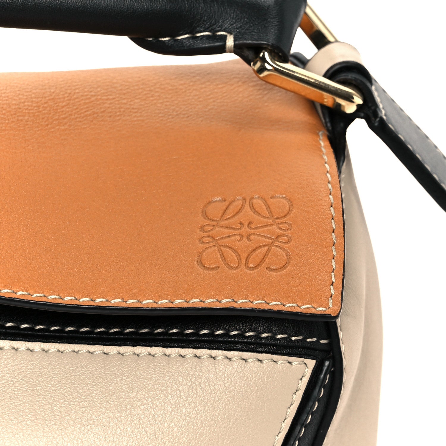 Loewe Calfskin Small Puzzle Bag Amber Light Oat Black 7 of 12