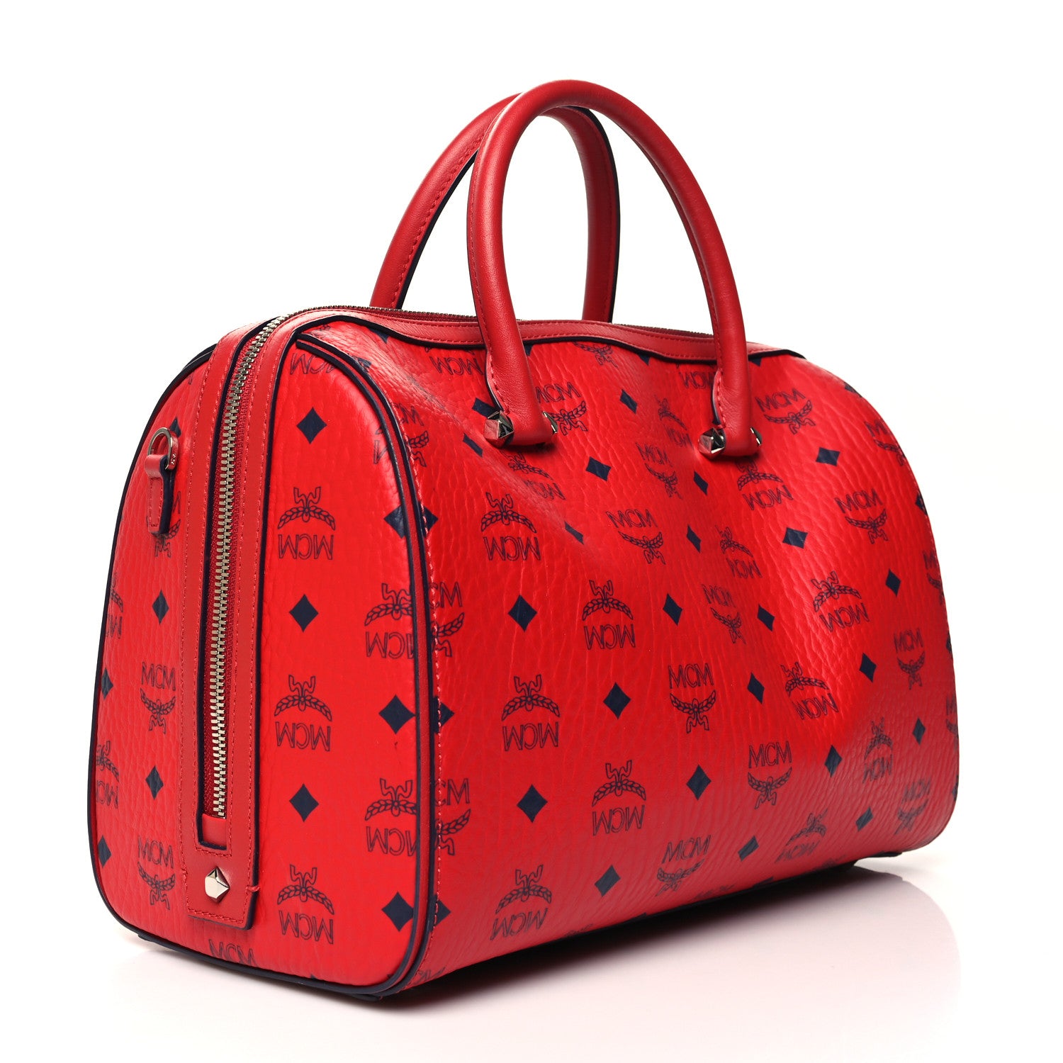 MCM Visetos Medium Essential Boston Bag Red 3 of 14
