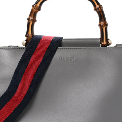 Gucci Nappa Bamboo Web Small Nymphaea Top Handle Bag Deep Grey Mystic White 9 of 11