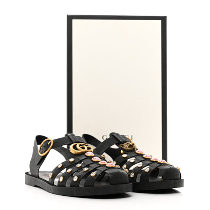 Gucci Rubber Crystal Womens Buckle Strap Sandals 40 Black 8 of 8