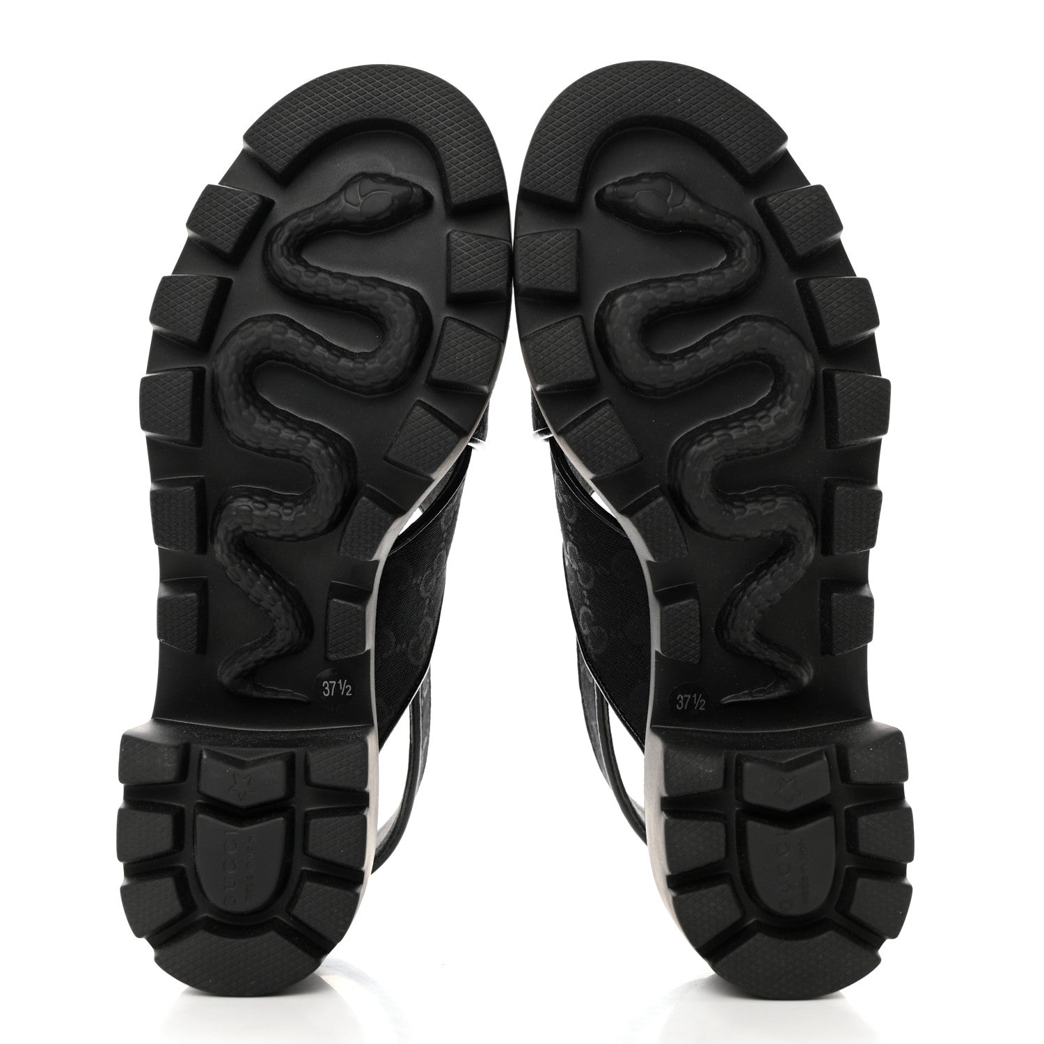 Gucci Monogram Granada Kid Trip 40/72mm Lug Sole Sandals 37.5 Black 5 of 9