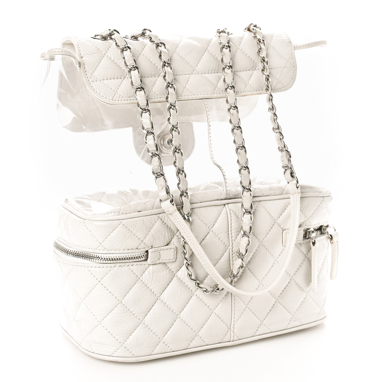 Chanel Crumpled Calfskin PVC Quilted Backpack White 2 of 17