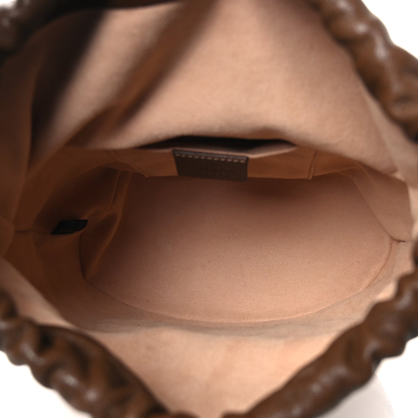 Monogram Textured Calfskin Horsebit 1955 Drawstring Bucket Bag Beige Brown Sugar