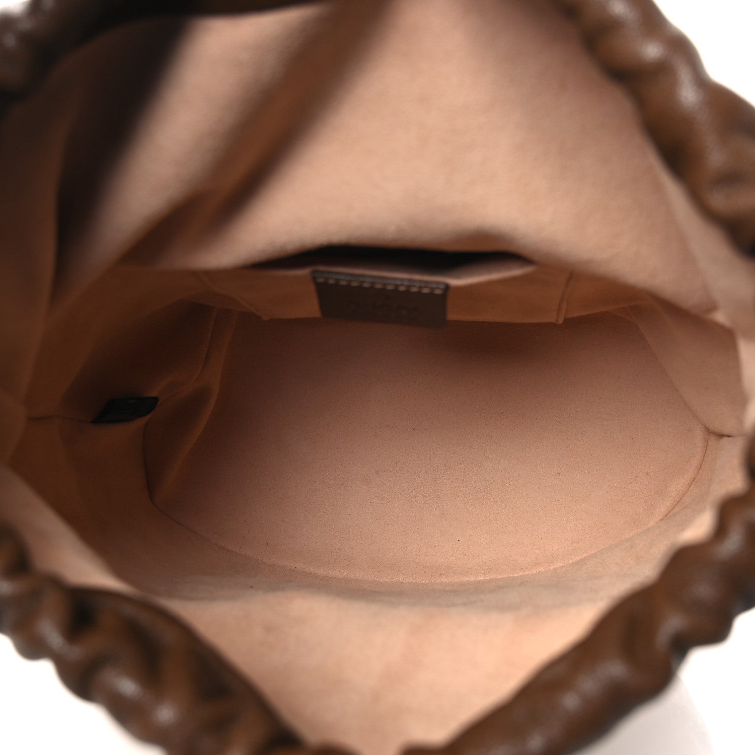 Gucci Monogram Textured Calfskin Horsebit 1955 Drawstring Bucket Bag Beige Brown Sugar 5 of 10