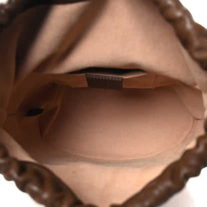 Gucci Monogram Textured Calfskin Horsebit 1955 Drawstring Bucket Bag Beige Brown Sugar 5 of 10