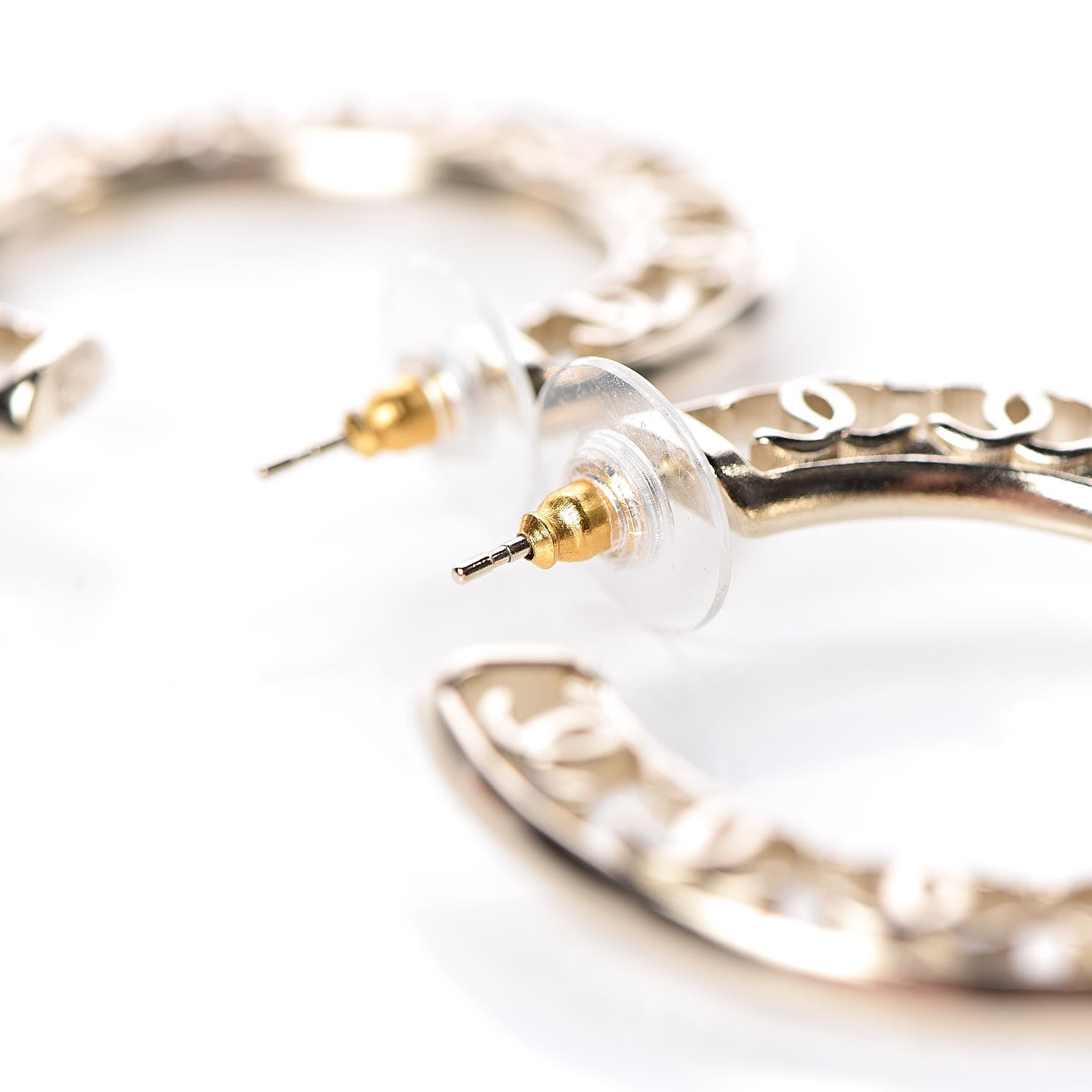 Chanel CC Hoop Earrings Gold 3 of 4