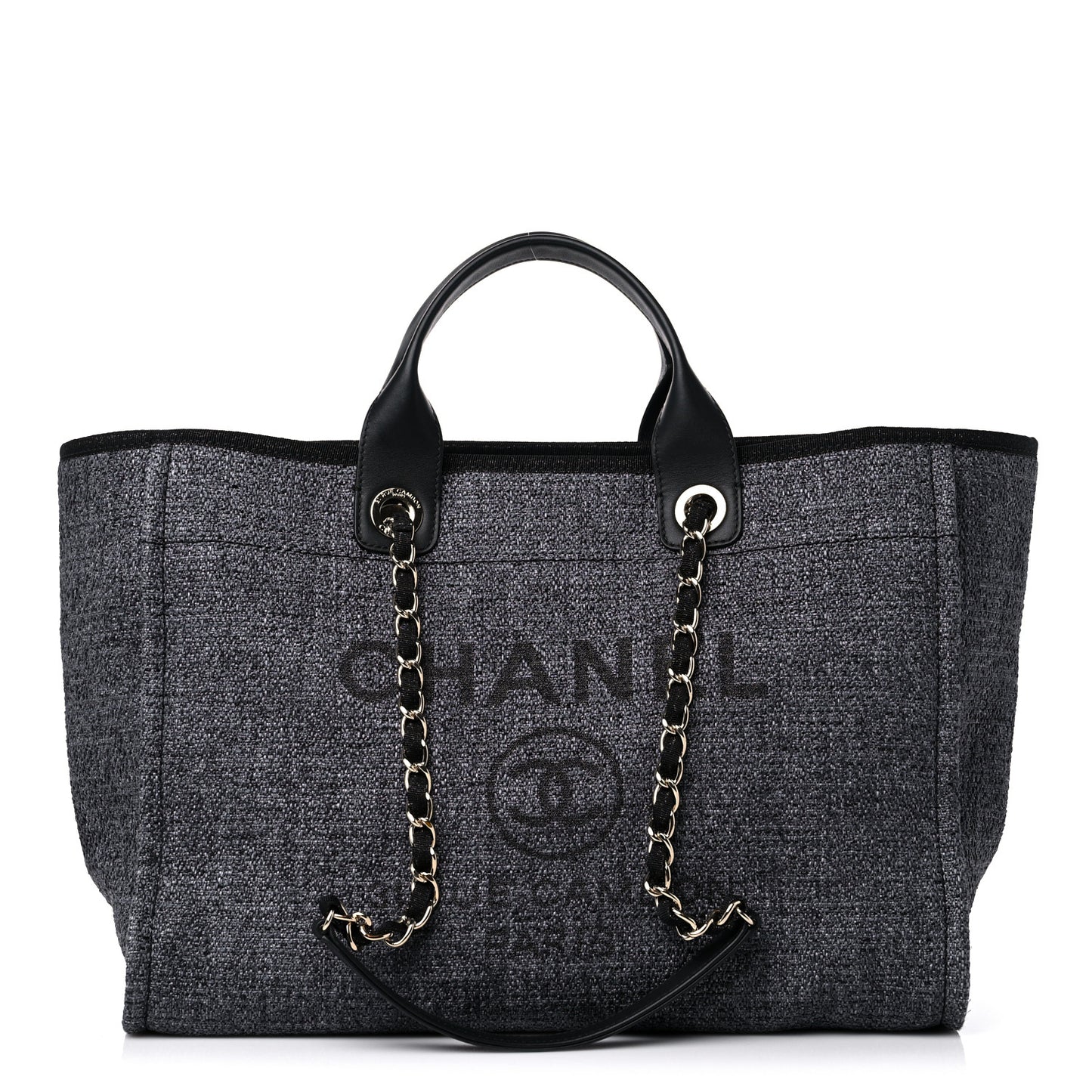 Lurex Boucle Medium Deauville Tote Black