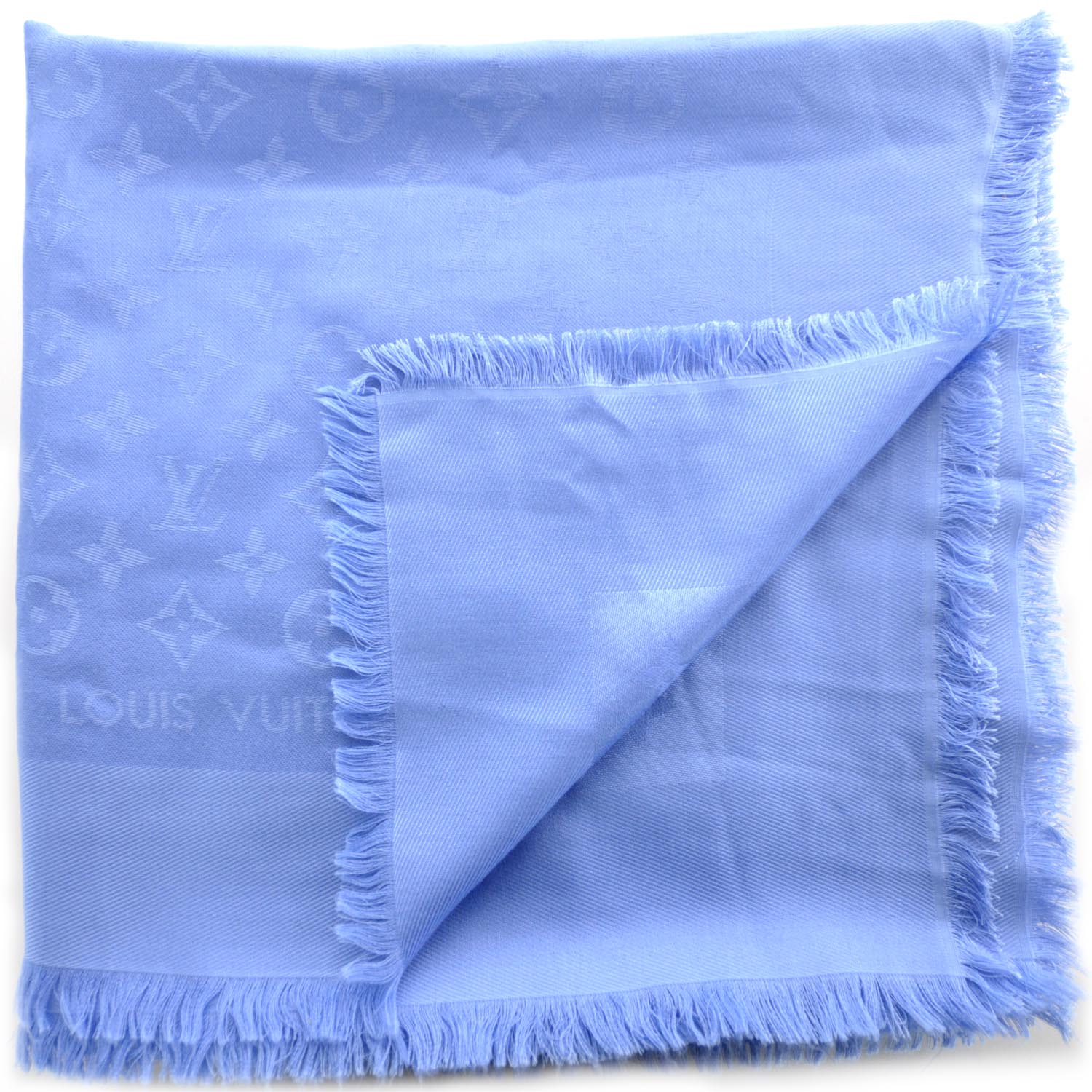 Louis Vuitton Wool Silk Monogram Shawl Blue 2 of 4