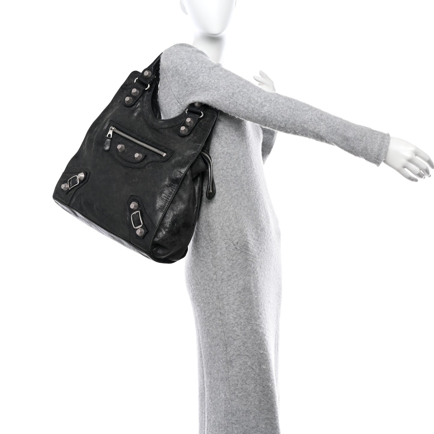 Agneau Giant 21 Silver Hardware Folder Black