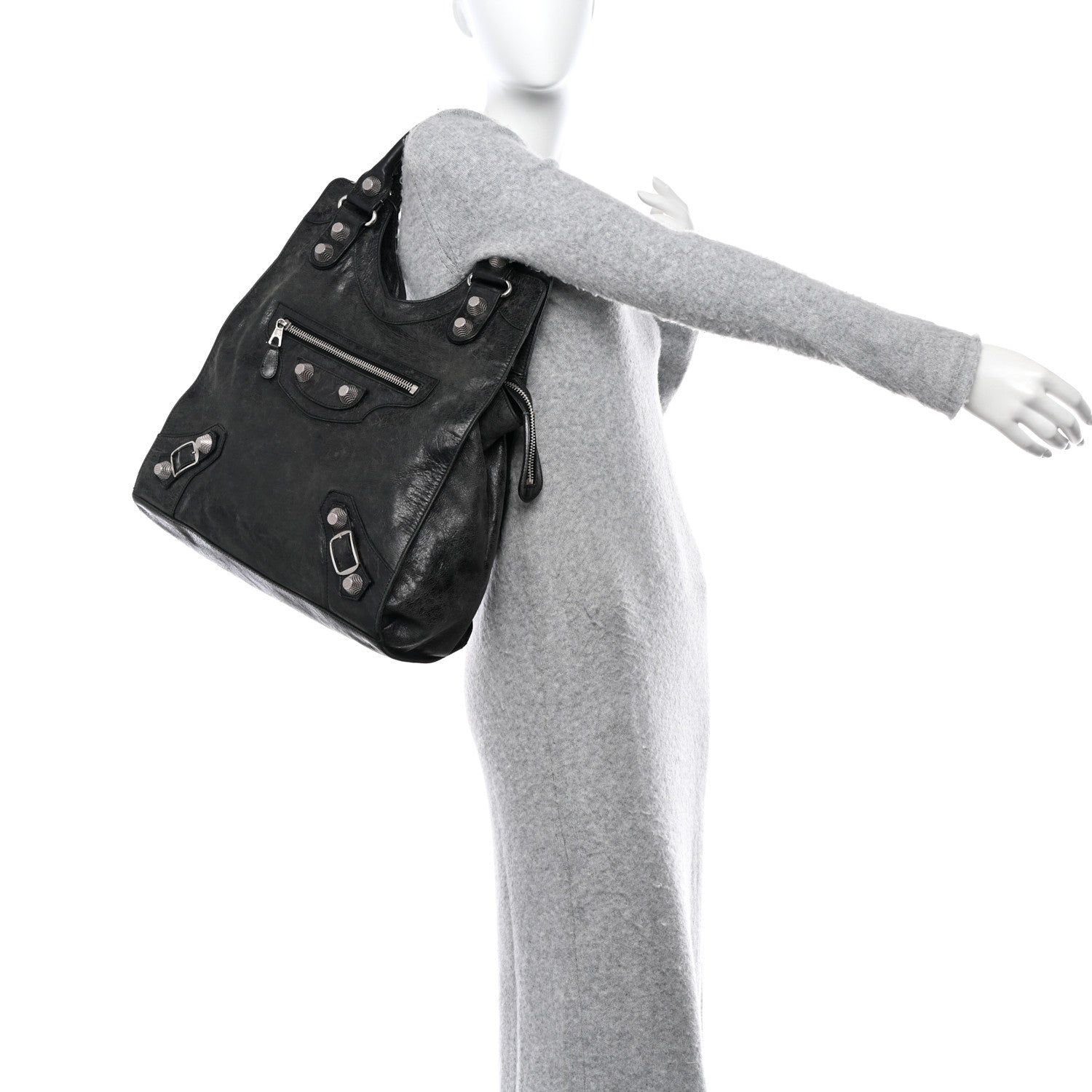 Balenciaga Agneau Giant 21 Silver Hardware Folder Black 2 of 10