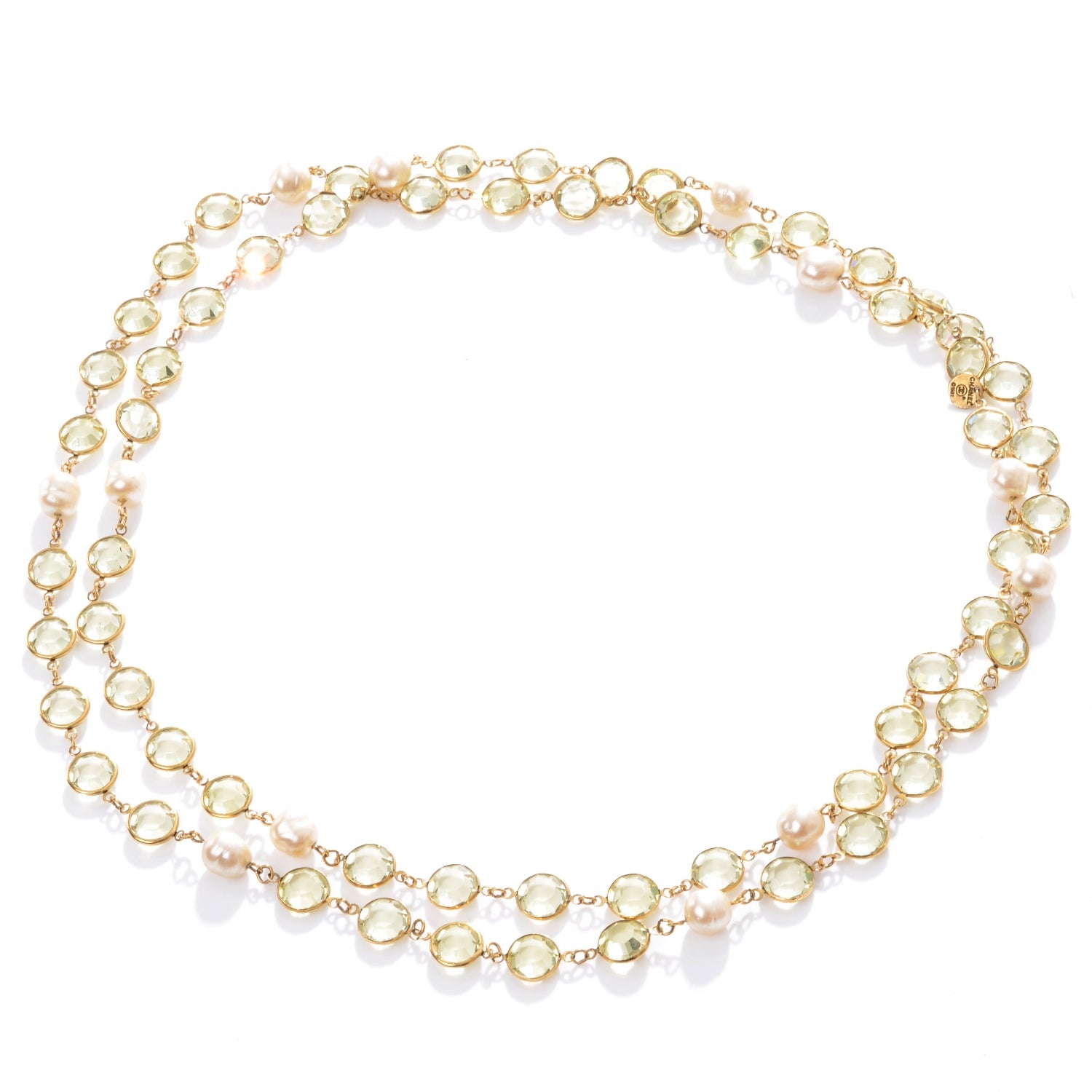 Chanel Crystal Pearl Sautoir Long Necklace Green 1981 3 of 5