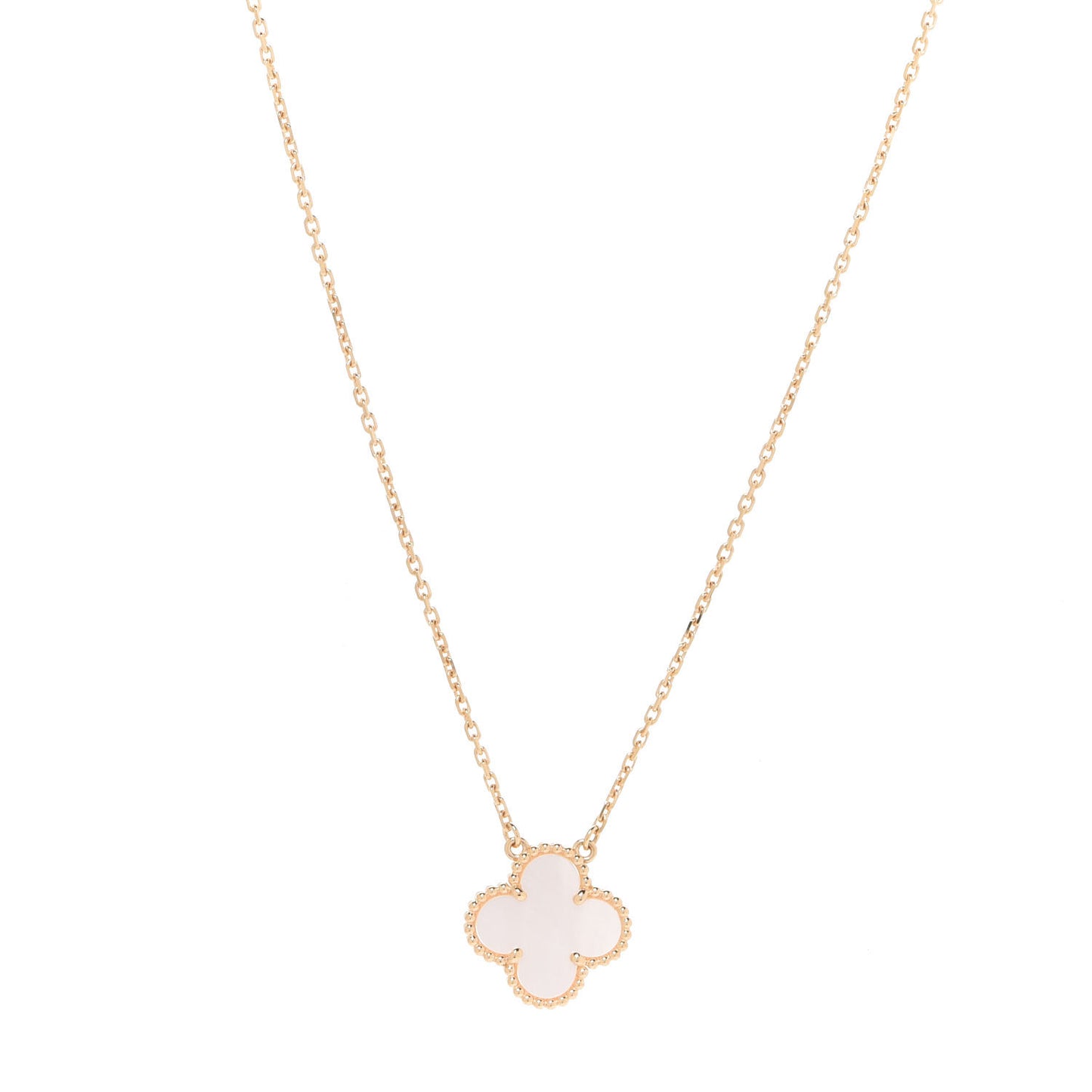 18K Yellow Gold Mother of Pearl Vintage Alhambra Pendant Necklace