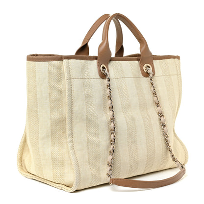 Chanel Mixed Fibers Striped Medium Deauville Tote Beige 3 of 12