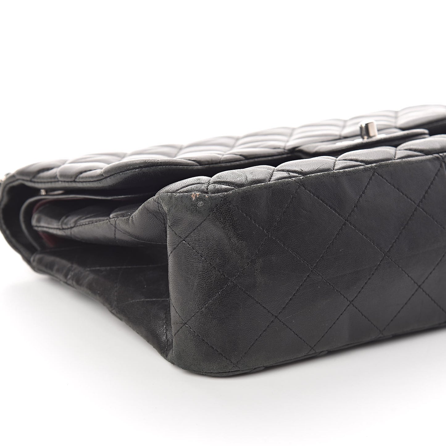 Lambskin Quilted Jumbo Double Flap Black