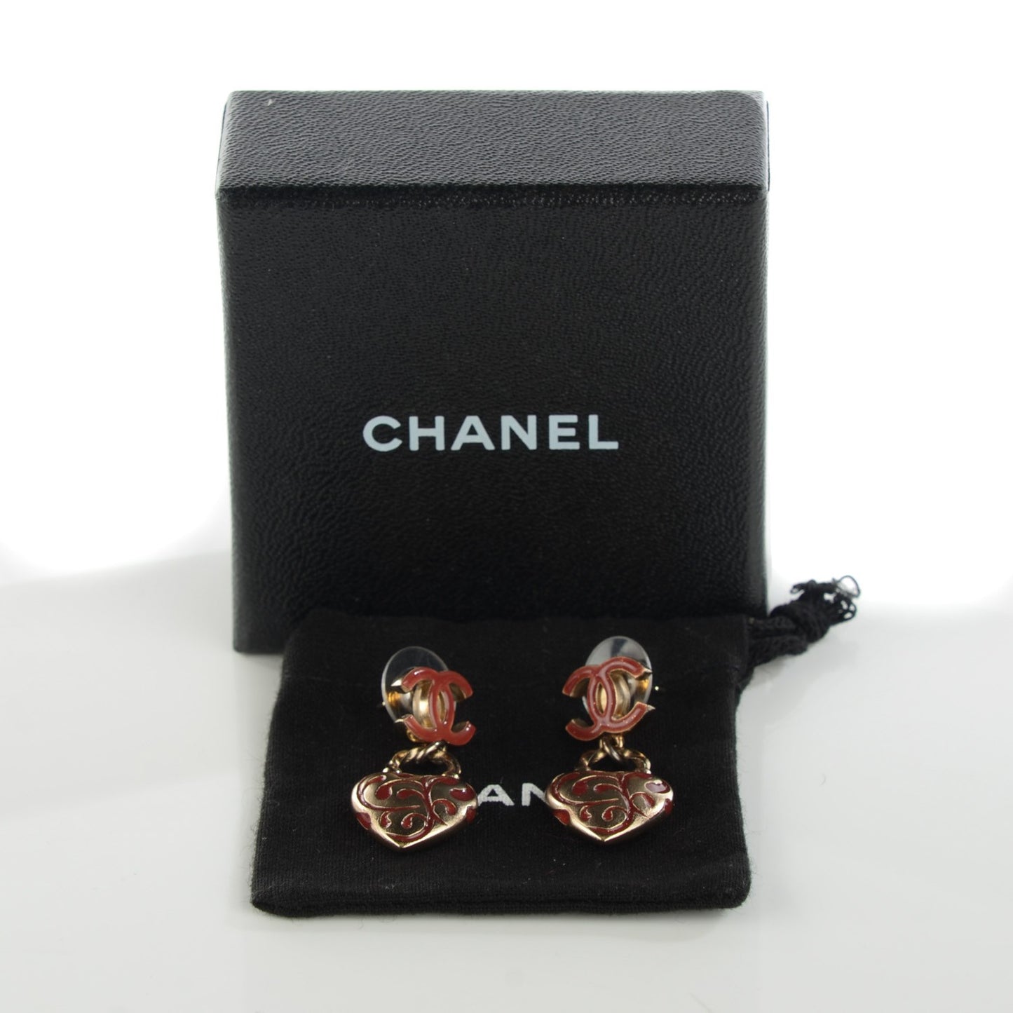 Resin Lioubov Heart CC Drop Earrings Burgundy Gold