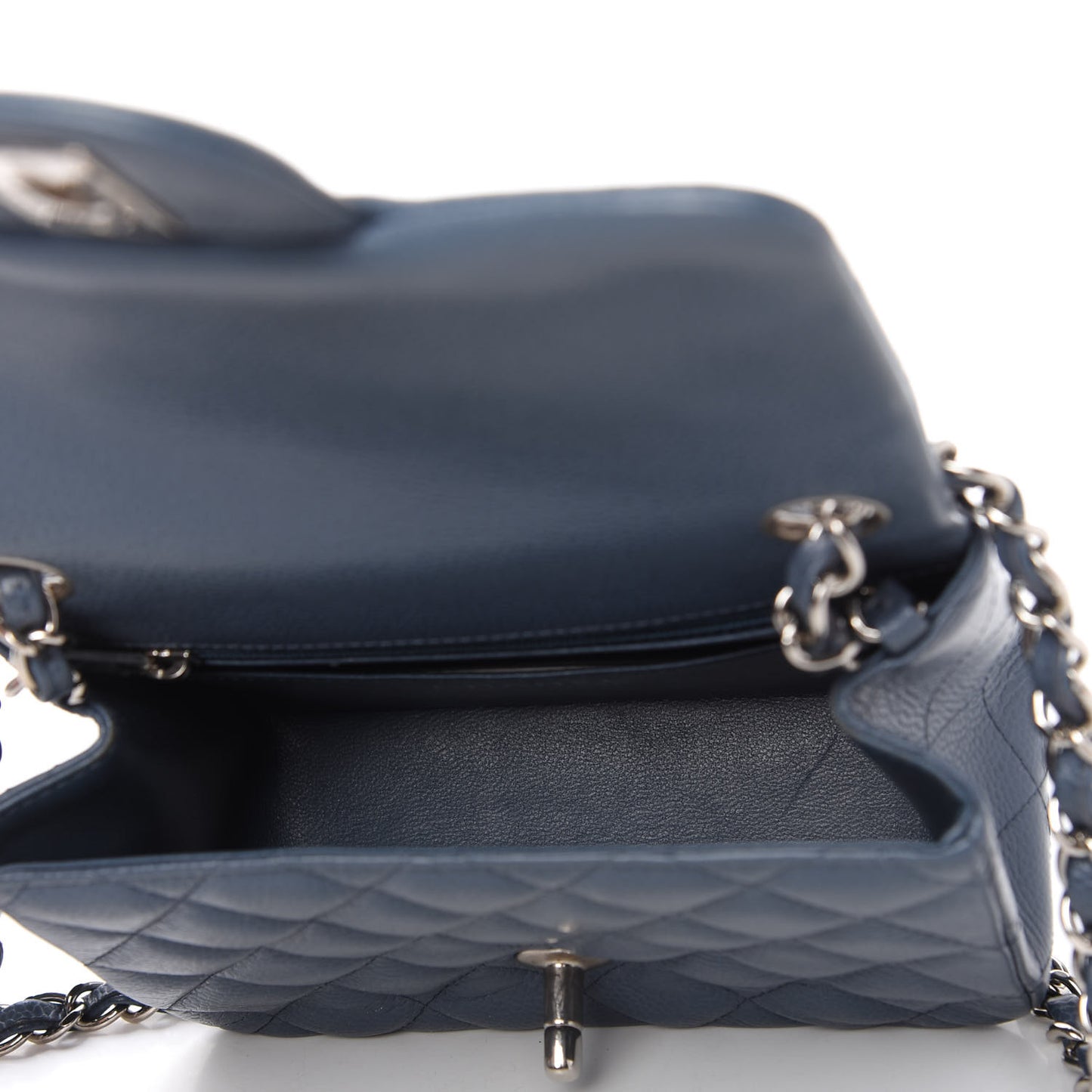 Caviar Quilted Mini Square Flap Dark Blue