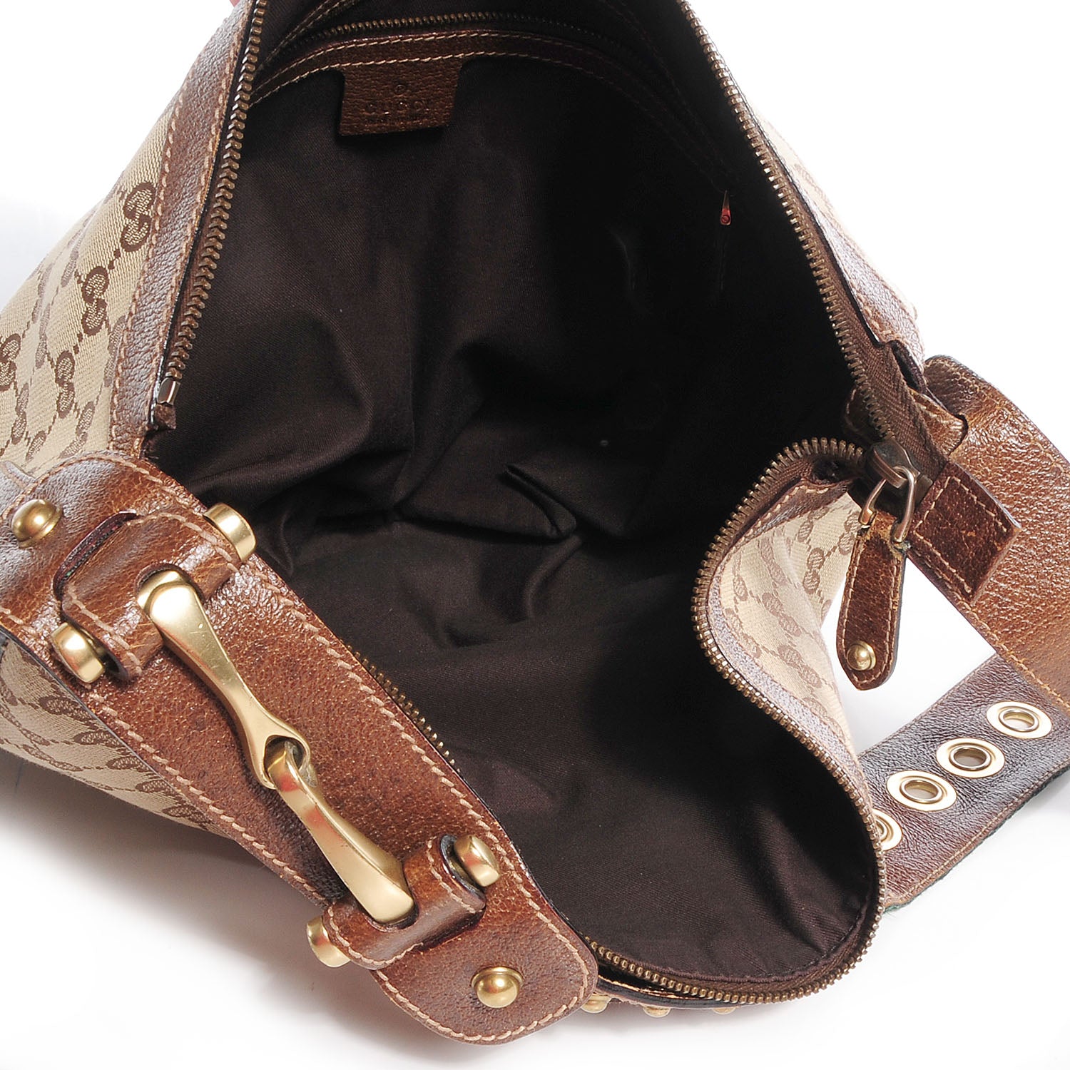 Gucci Monogram Pelham Studded Shoulder Bag Brown 6 of 8