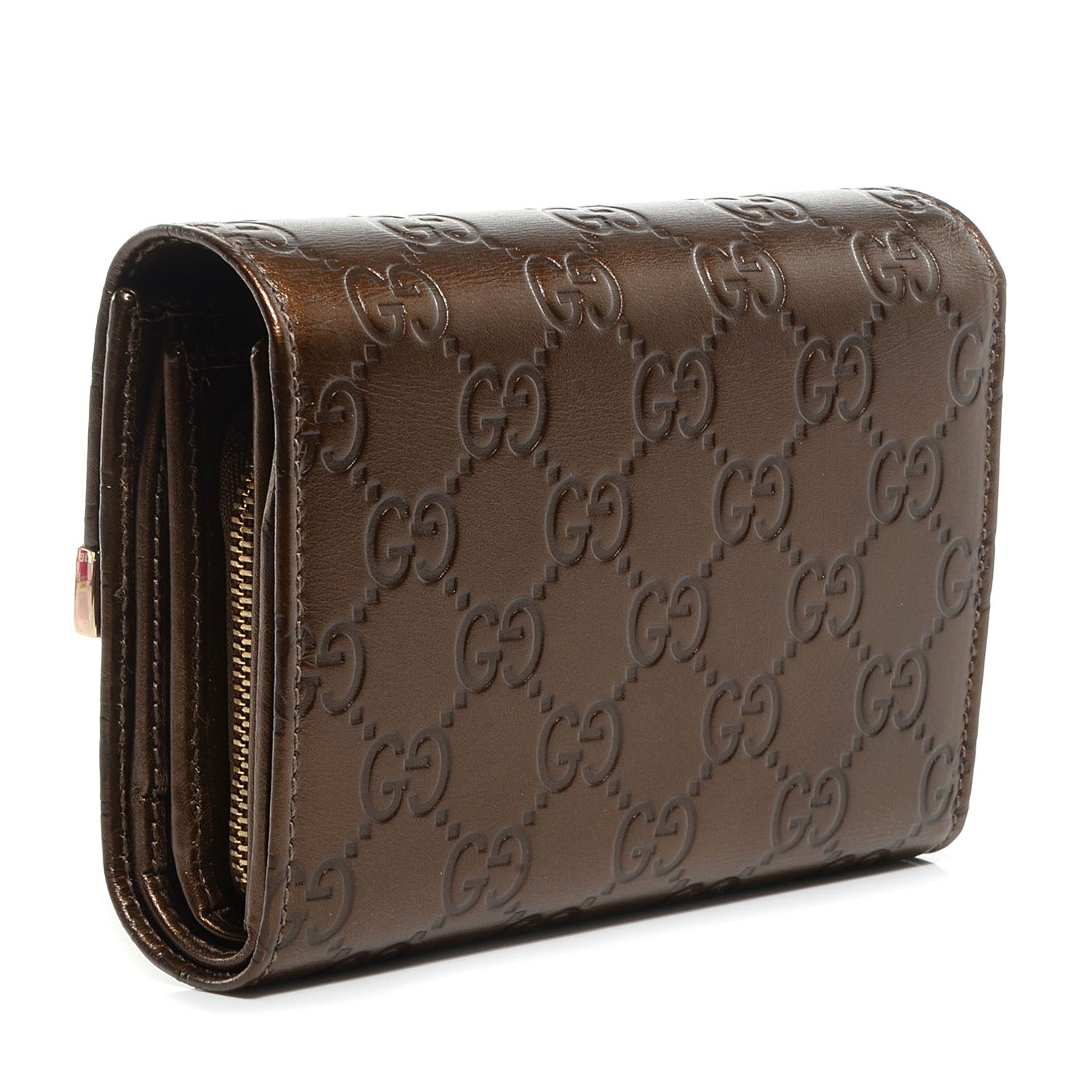 Gucci Guccissima Dice Compact Trademark Wallet Bronze 3 of 8