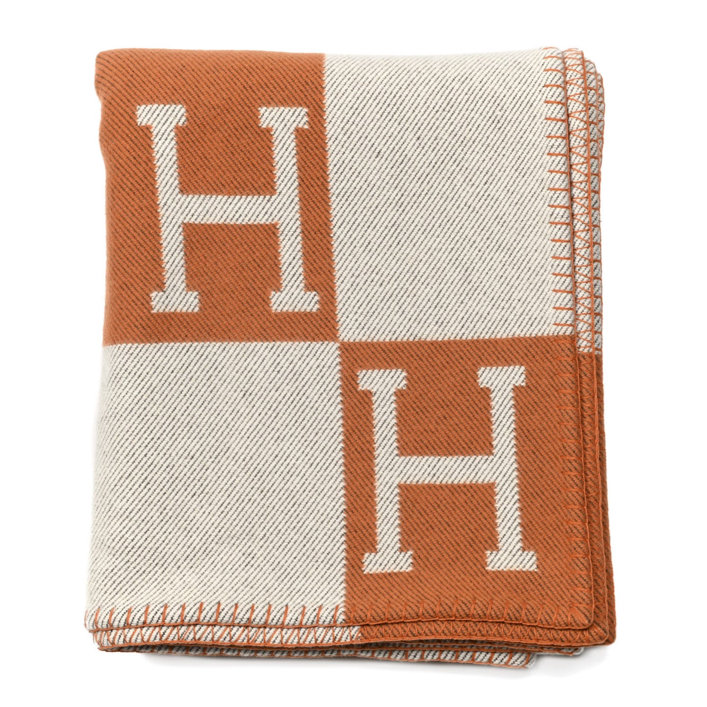 Wool Cashmere Signature Classic Avalon Blanket Ecru Potiron