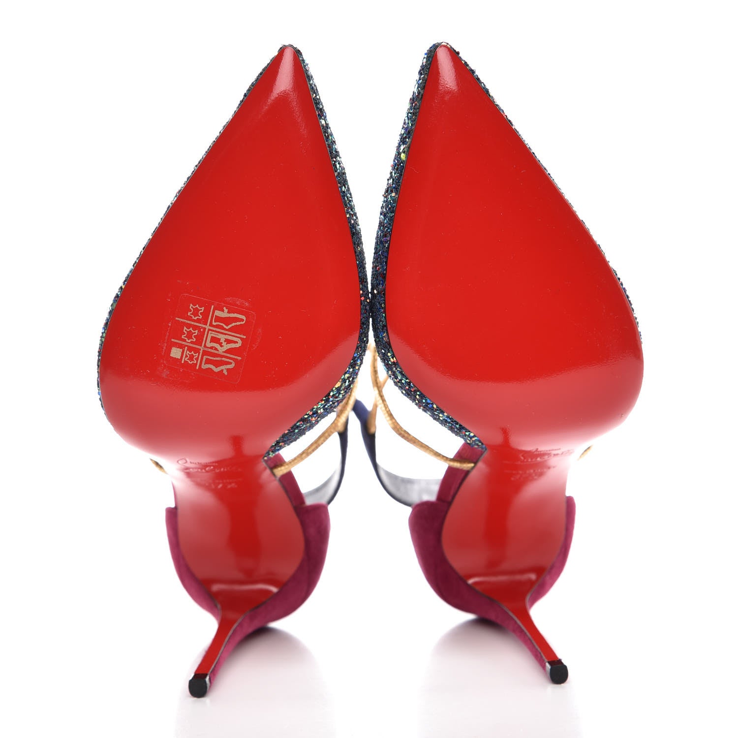 Christian Louboutin Veau Velours Glitter Dragonfly Suzanna 100 Pumps 37.5 China Blue 5 of 8
