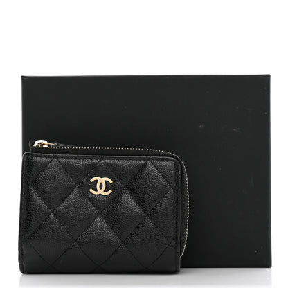 Chanel Caviar Quilted CC Zip Compact Trifold Wallet Black 12 of 12