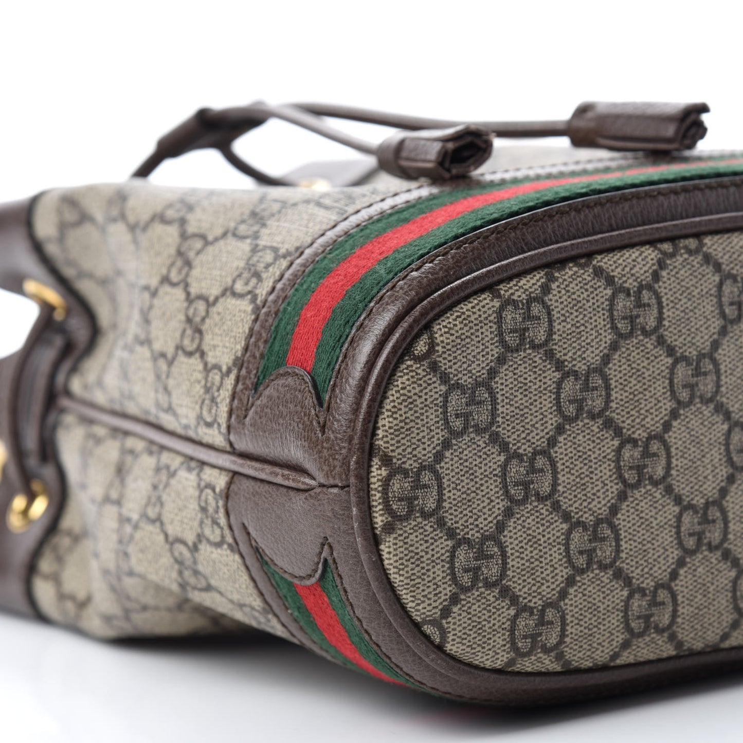 GG Supreme Monogram Web Small Ophidia Bucket Bag Brown