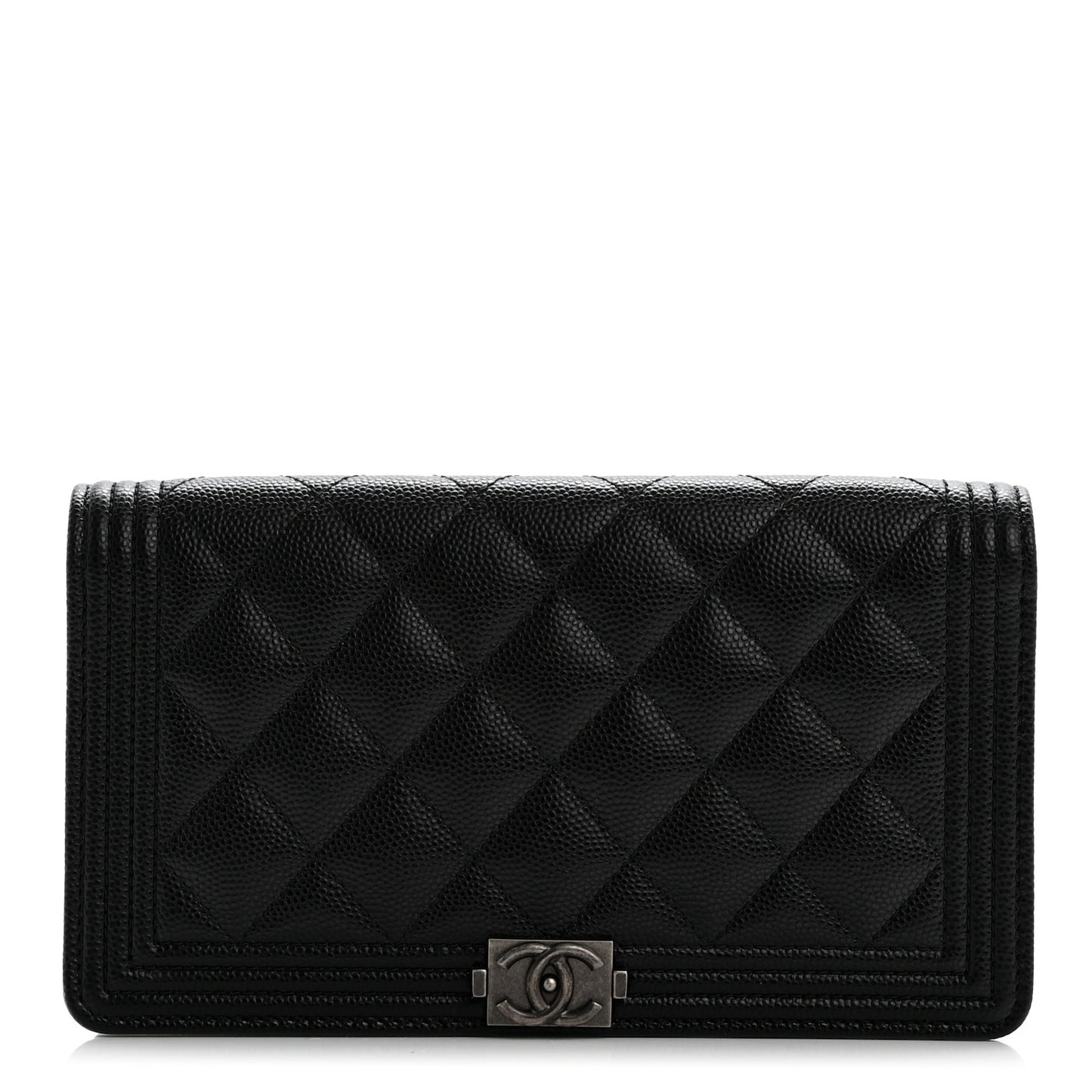 Caviar Quilted Boy Yen Wallet Black