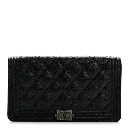 Chanel Caviar Quilted Boy Yen Wallet Black 1 of 10
