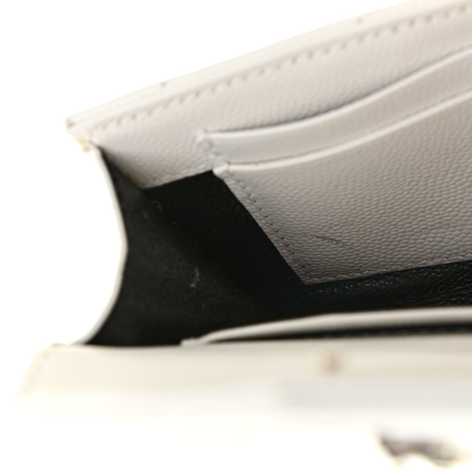Saint Laurent Grain De Poudre Matelasse Chevron Small Monogram Envelope Wallet Crema Soft 10 of 11