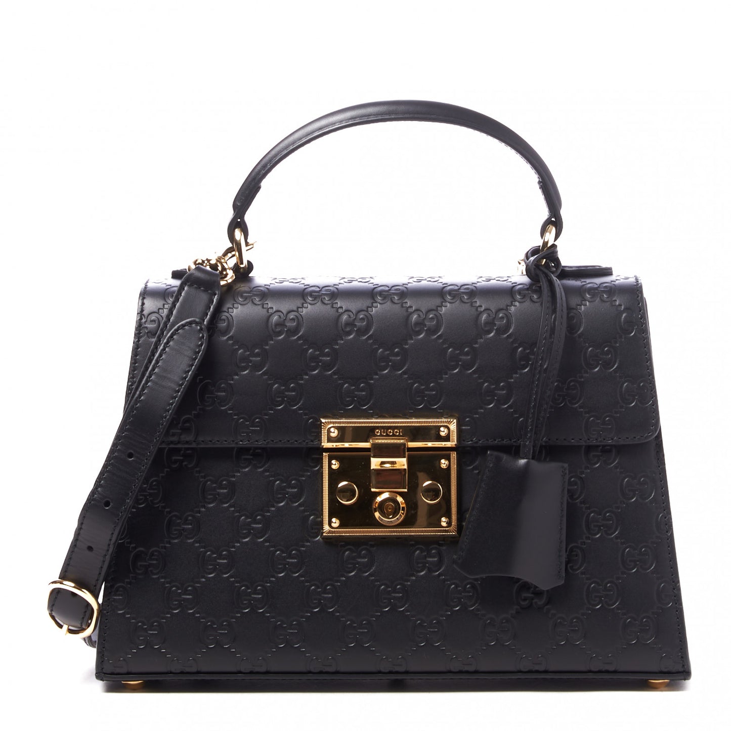 Guccissima Signature Small Padlock Top Handle Bag Black