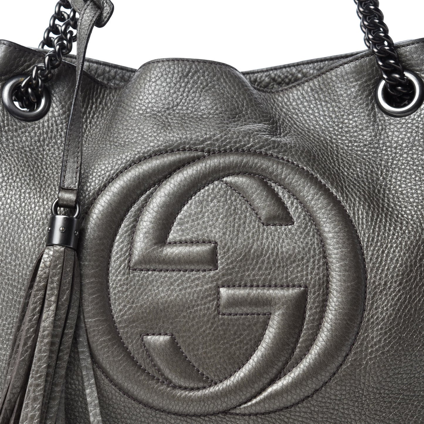 Metallic Pebbled Calfskin Medium Soho Chain Shoulder Bag Sasso