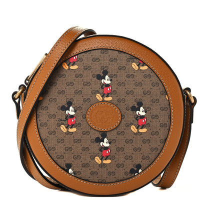 Gucci X DISNEY Mini Vintage GG Supreme Monogram Mickey Mouse Round Shoulder Bag Beige Vintage Sun Oil 1 of 11