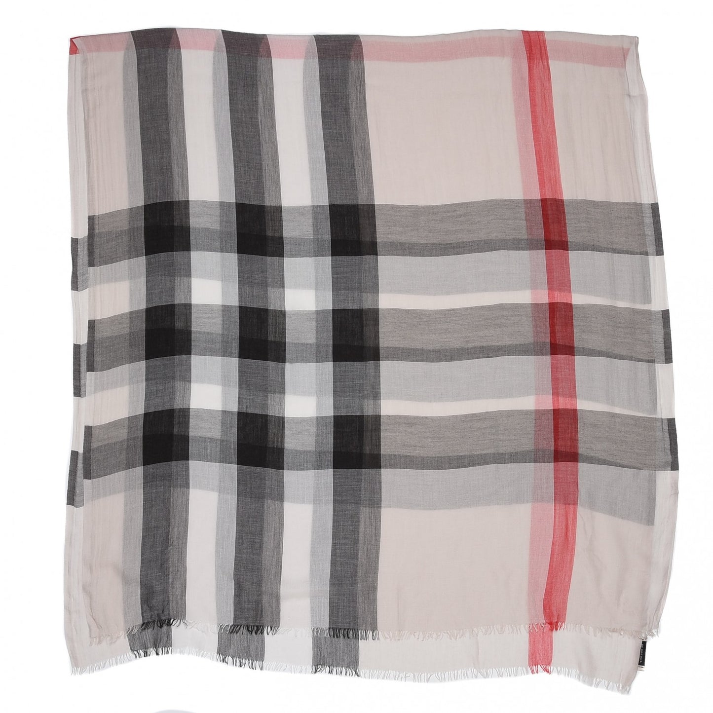 Linen Giant Check Check Lightweight Scarf Stone