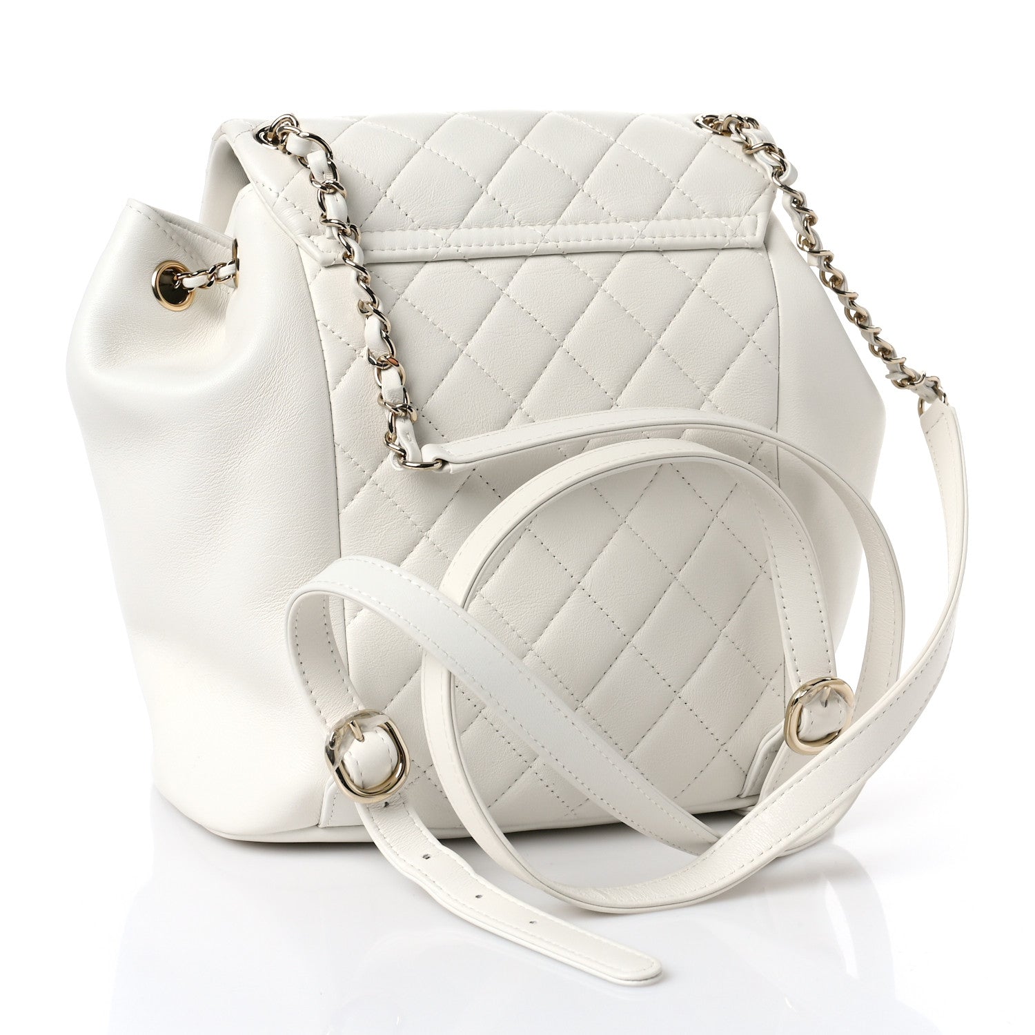 Chanel Lambskin Quilted Large Duma Drawstring Backpack White 3 of 9