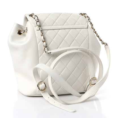 Chanel Lambskin Quilted Large Duma Drawstring Backpack White 3 of 9