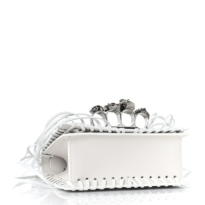 Alexander McQueen Calfskin Woven Fringe Mini Jeweled Satchel White 4 of 9