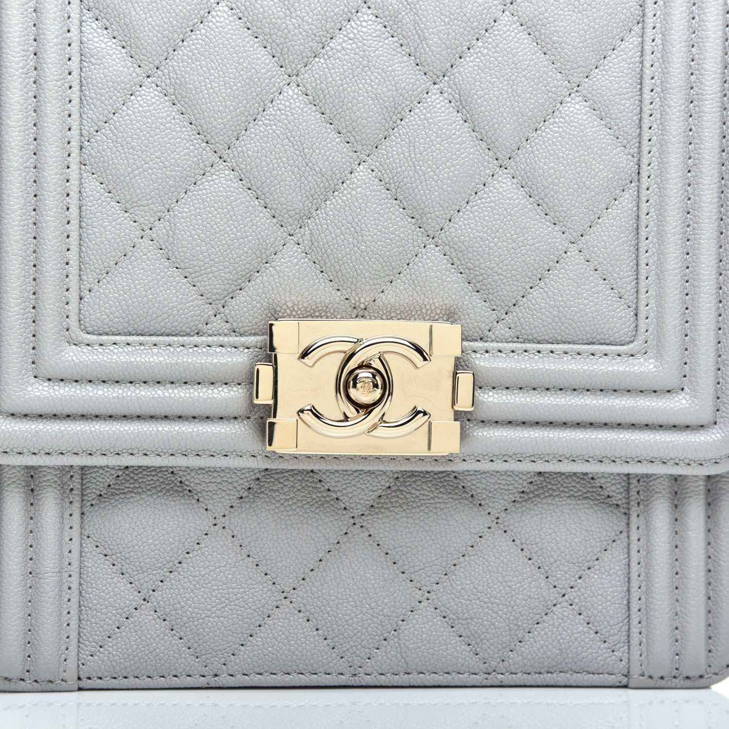 Chanel Caviar Quilted North South Boy Flap Light Grey 10 of 10