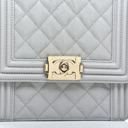 Chanel Caviar Quilted North South Boy Flap Light Grey 10 of 10