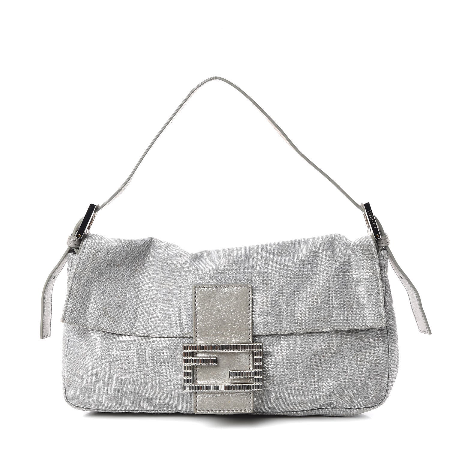Fendi Metallic Lurex Zucca Baguette Silver 1 of 9