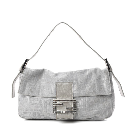 Fendi Metallic Lurex Zucca Baguette Silver 1 of 9