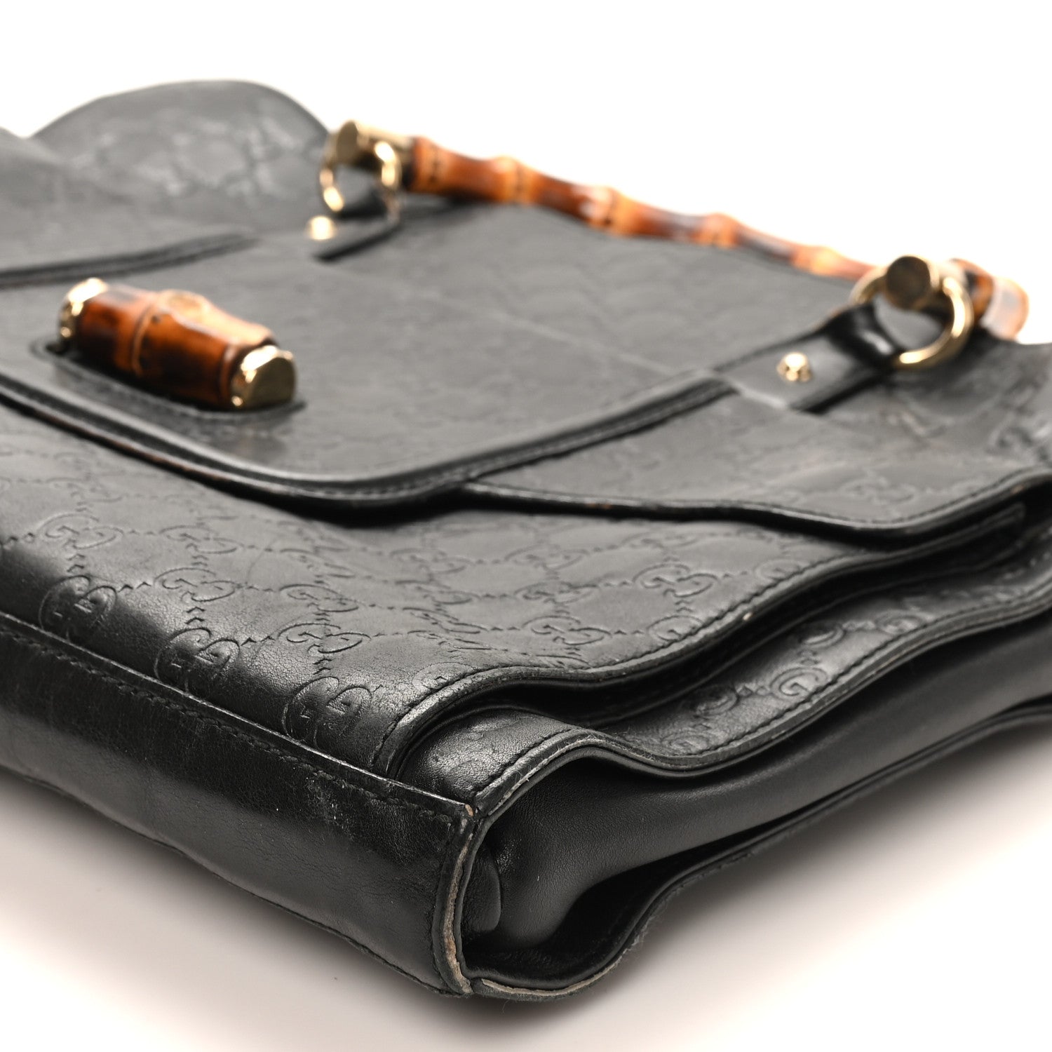 Gucci Guccissima Bamboo Messenger Bag Black 10 of 13