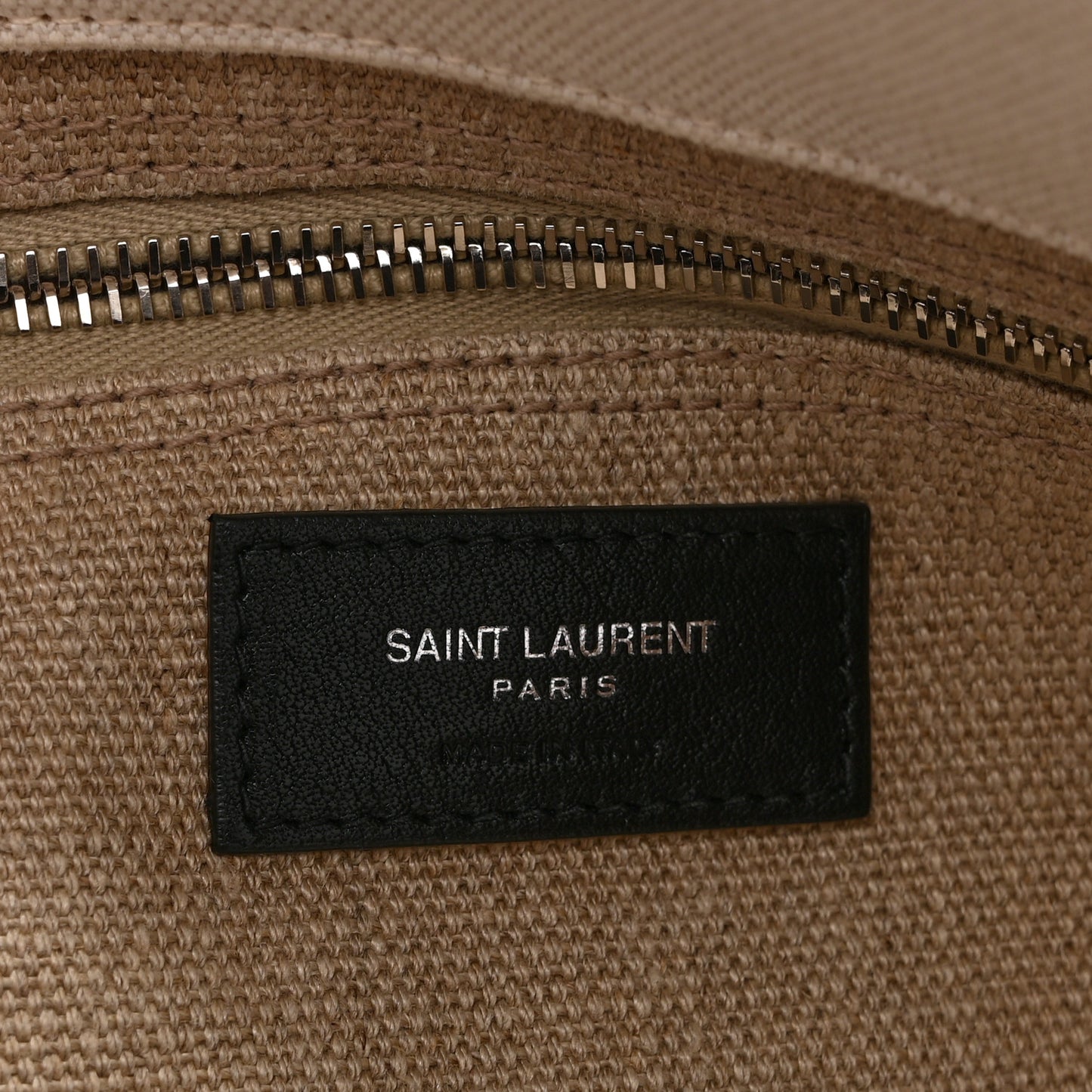 Linen Calfskin Small Rive Gauche Tote Greggio Natural