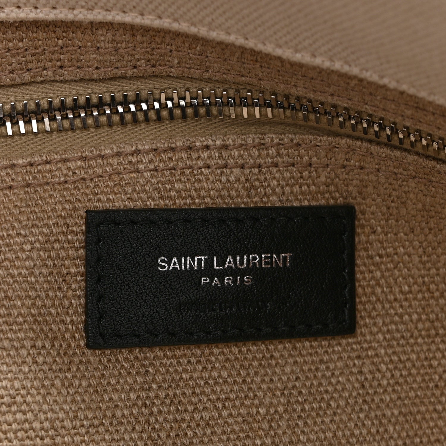 Saint Laurent Linen Calfskin Small Rive Gauche Tote Greggio Natural 6 of 10